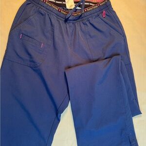 HeartSoul Navy Blue Scrub Pants with Pink Trim